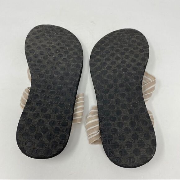 Sanuk 5 Yoga Sling Back Cream Stripe BOHO Summer Beach Comfy Sandals - Picture 8 of 9